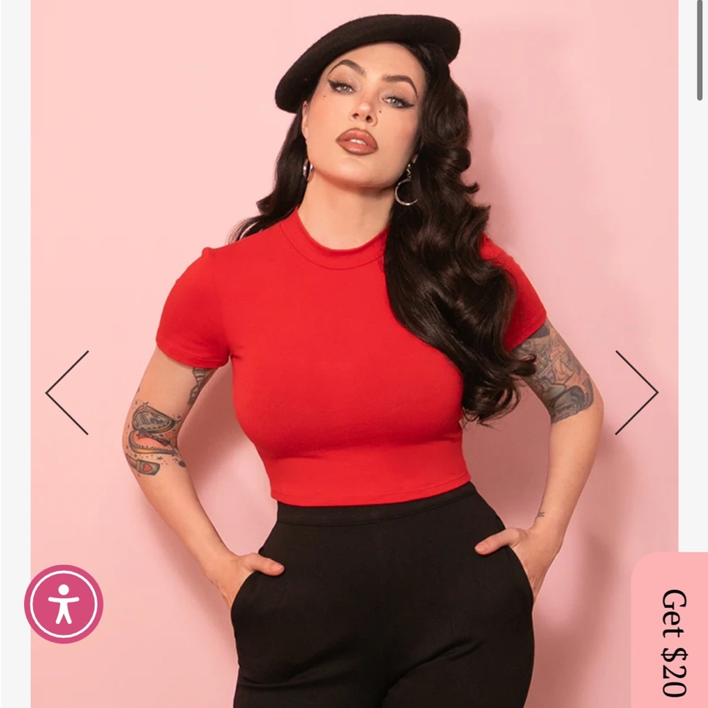 Vixen By Micheline Pitt Red Bad Girl Crop Top